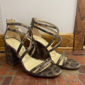JESSICA SIMPSON SALIH BLOCK HEEL PLATFORM SANDAL WEDGES SIZE 7 CHEETAH Y2K